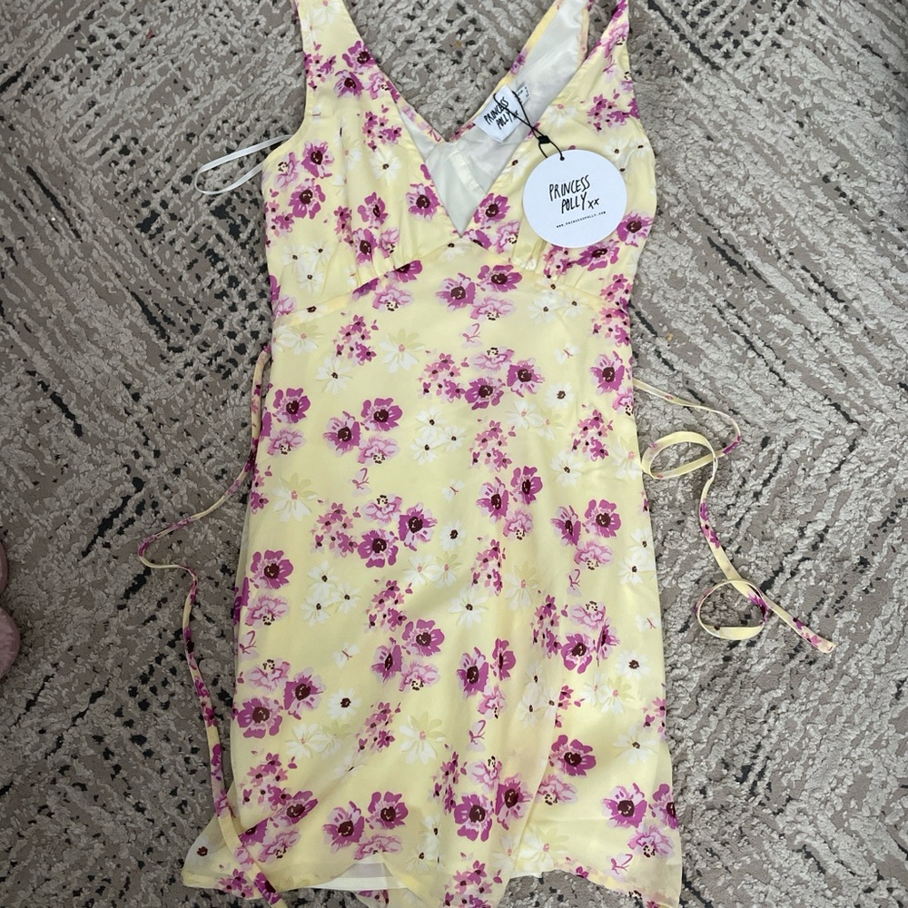 Princess Polly yellow and pink floral dress